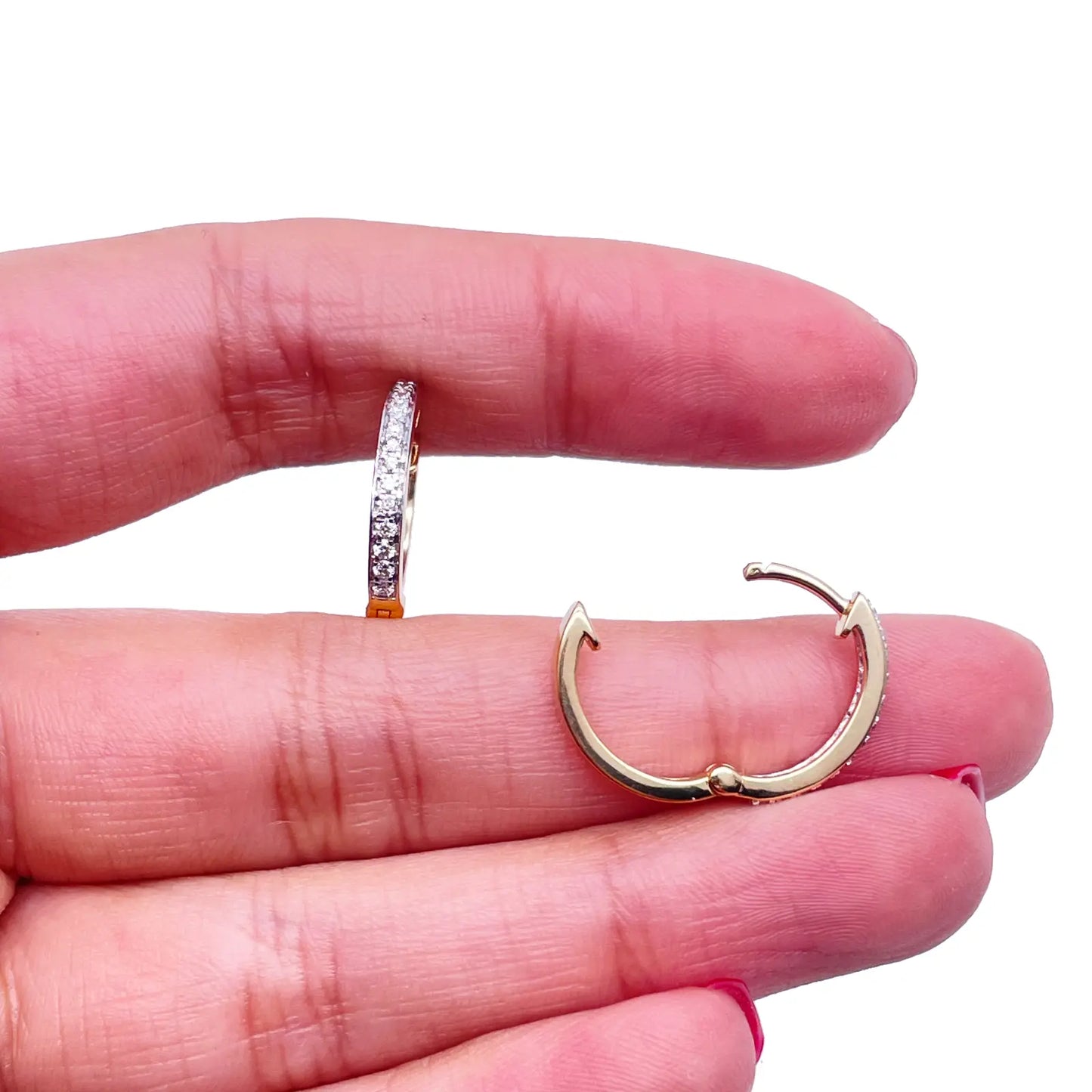 18ct Yellow Gold Natural Diamond Pair of Hoop Huggies Earrings 0.22ct 