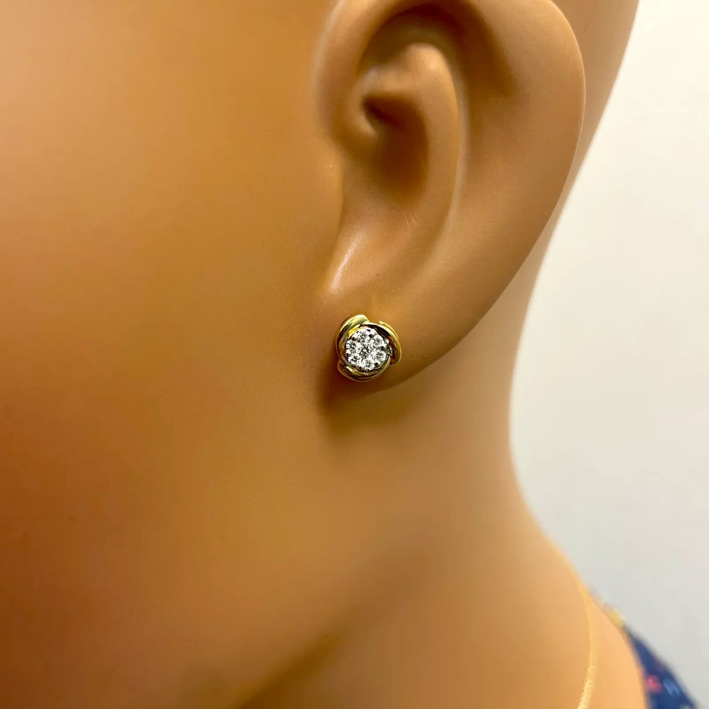 18ct Yellow Gold Spiral Diamond Pendant, Chain and Earrings Set 0.46ct 16'' Inches 