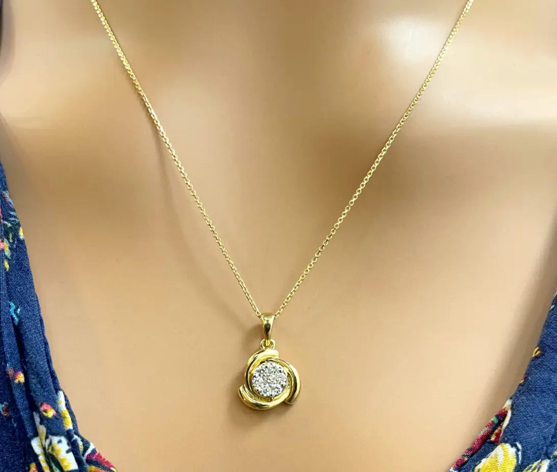 18ct Yellow Gold Spiral Diamond Pendant, Chain and Earrings Set 0.46ct 16'' Inches 
