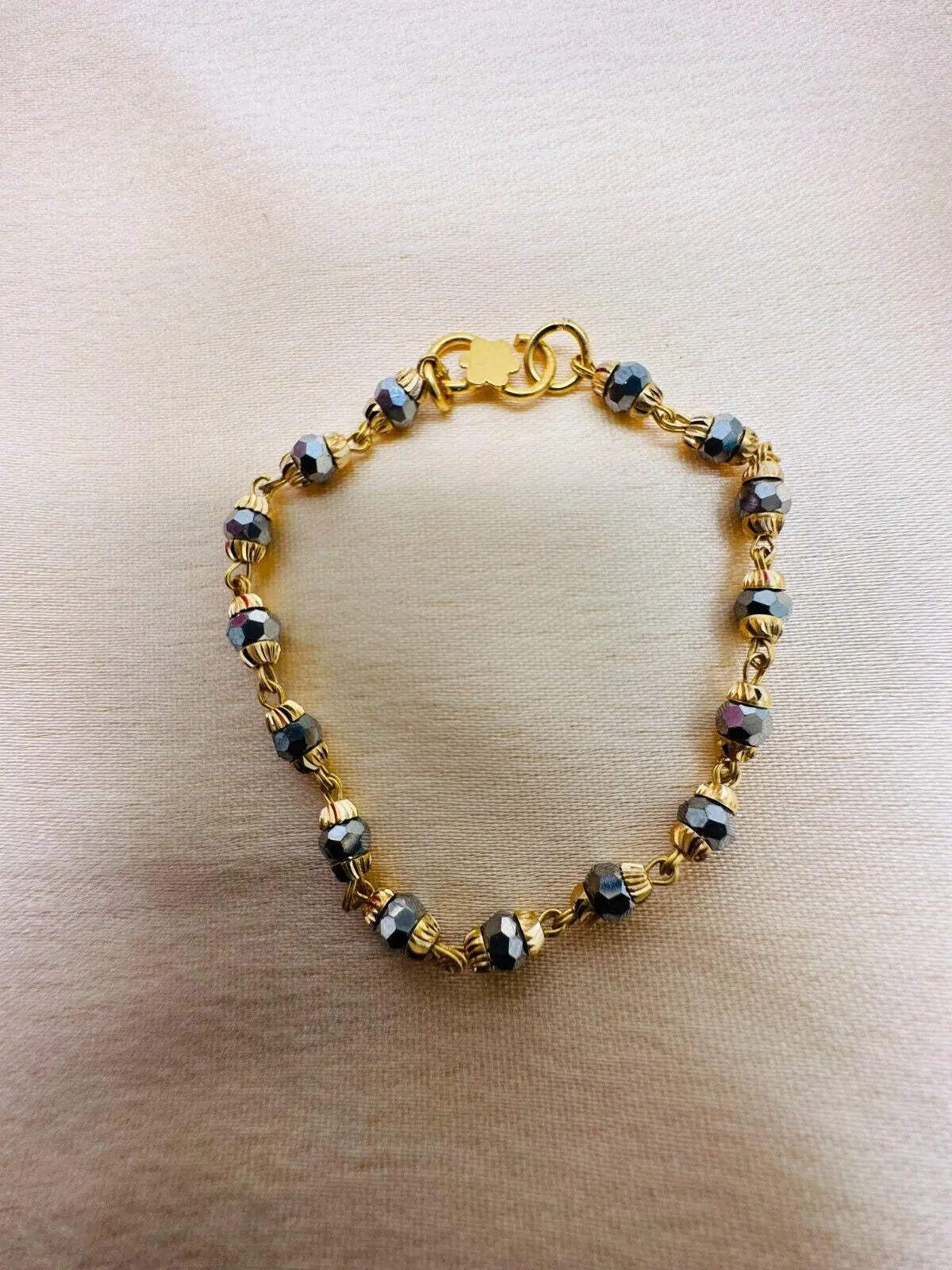 22ct Yellow Gold Baby Bracelet Black & Gold Beads  (Maniya / Manka / Nazariya) 