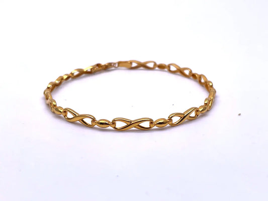 22ct Yellow Gold Flat High Polished Infinity Style Bracelet 7.2'' inches 