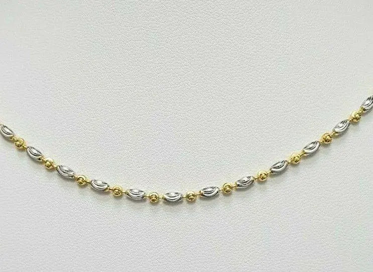 22ct Yellow Gold Ladies Two Tone Chain Necklace 16'' inches Long Hallmarked 